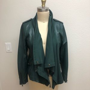 Bolt green faux leather jacket with sweater neck L